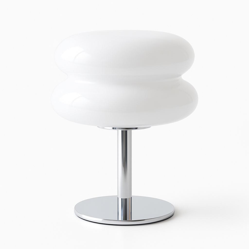 Lampe vitrail “ASTRID” - verre soufflé & structure argentée