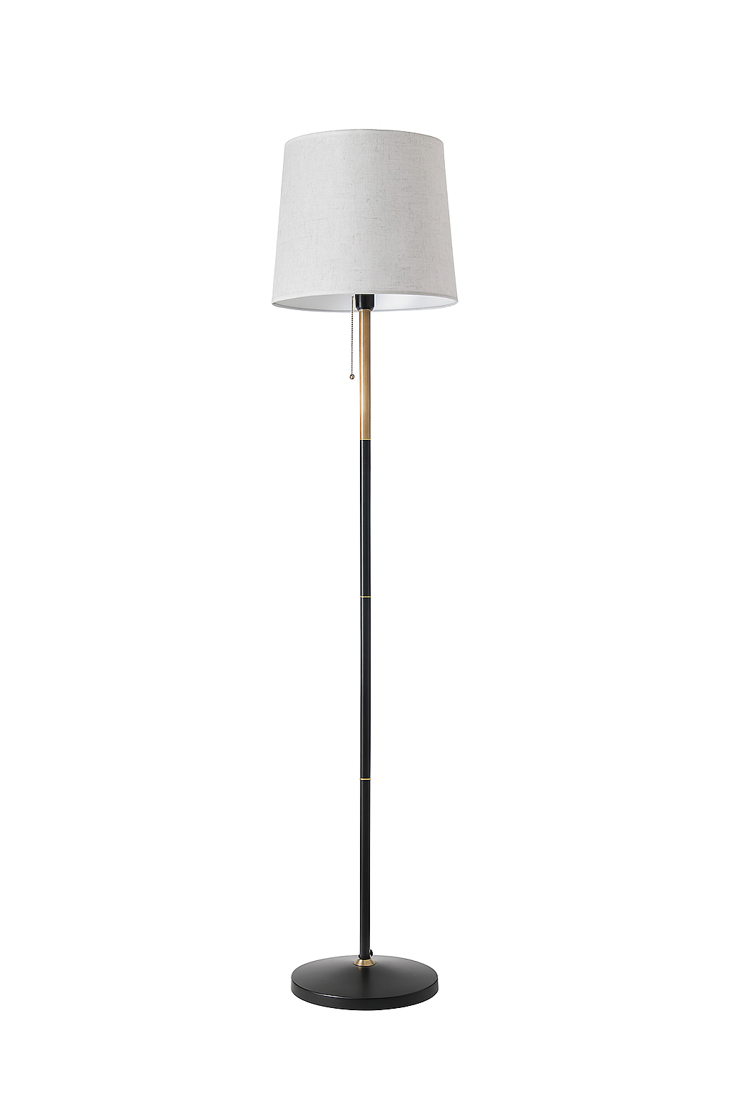 Lampadaire “SVEA” - métal, bois & lin beige, design scandinave intemporel