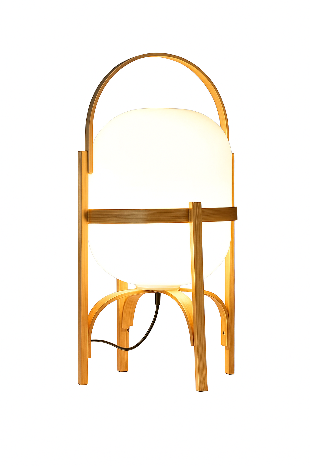 Lampe de table “KAYA” - bois naturel & verre givré, design japonais