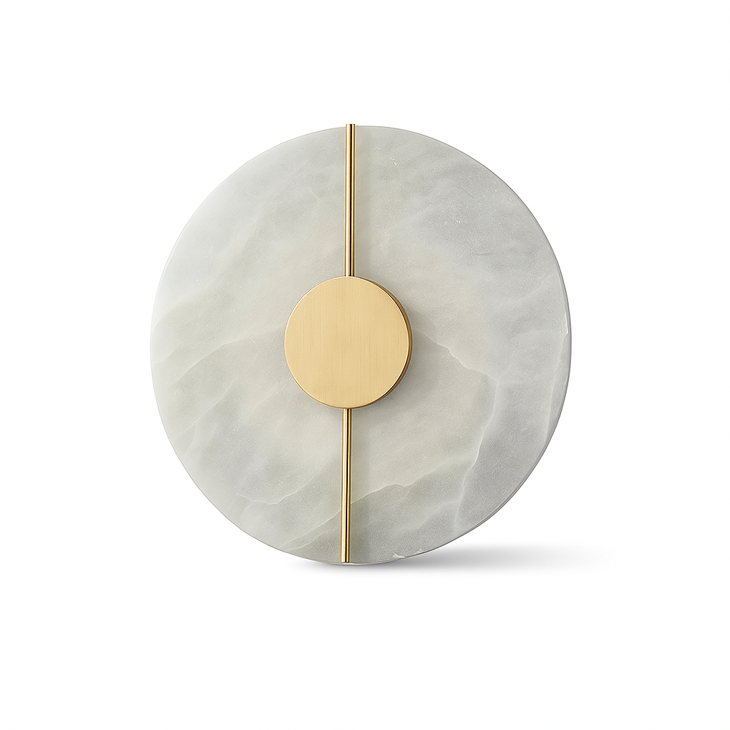 Applique murale “LUMA” - marbre d’albâtre & structure en laiton doré