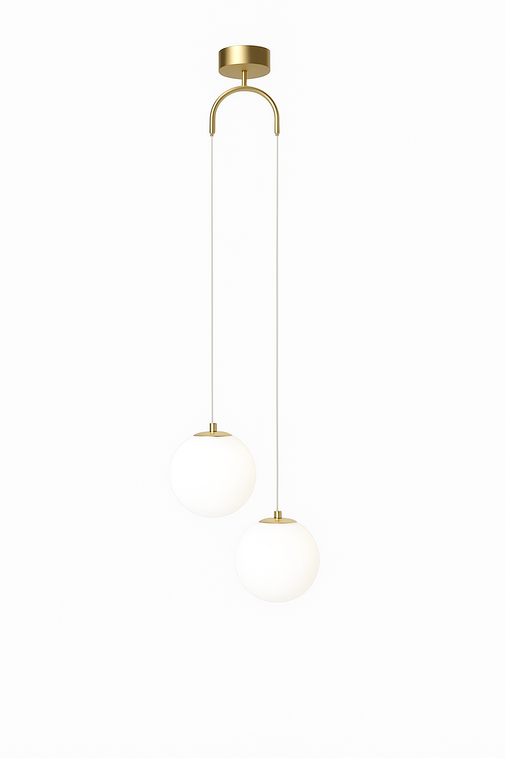 Suspension “SOLVEIG” - double globe en verre & structure laiton