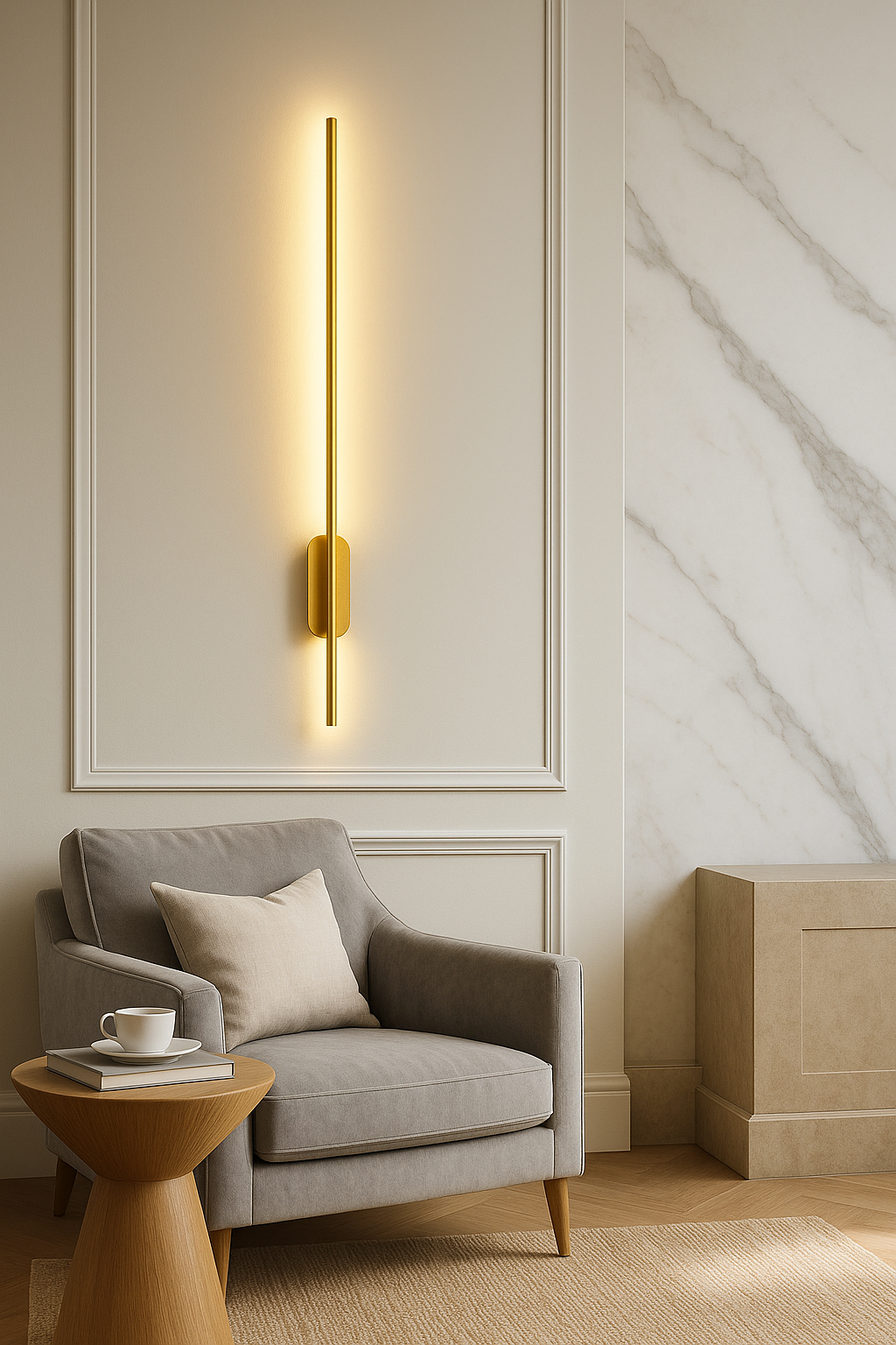 Applique murale “LINA” - aluminium doré, lumière tricolore à intensité variable