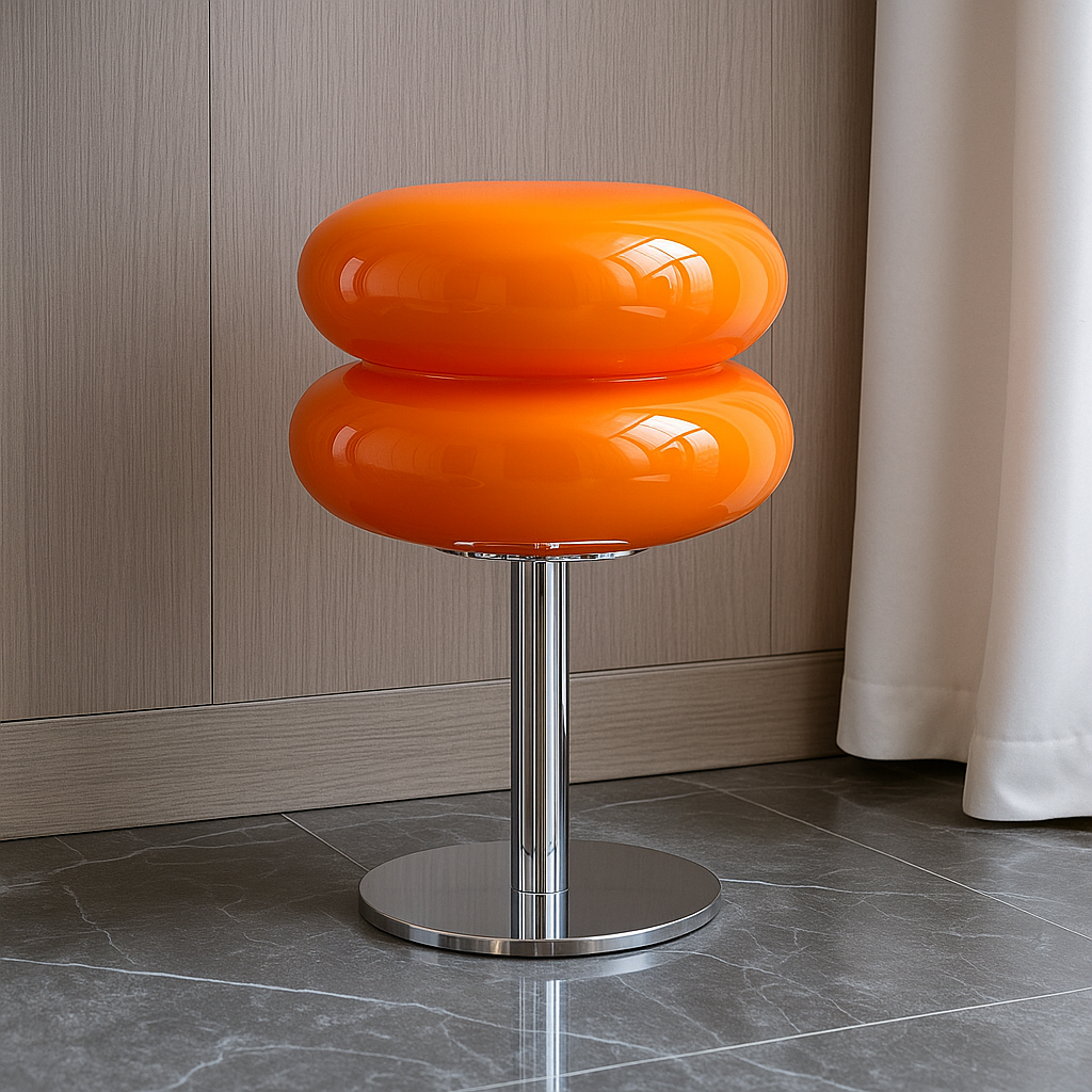 Lampe vitrail “ASTRID” - verre soufflé & structure argentée