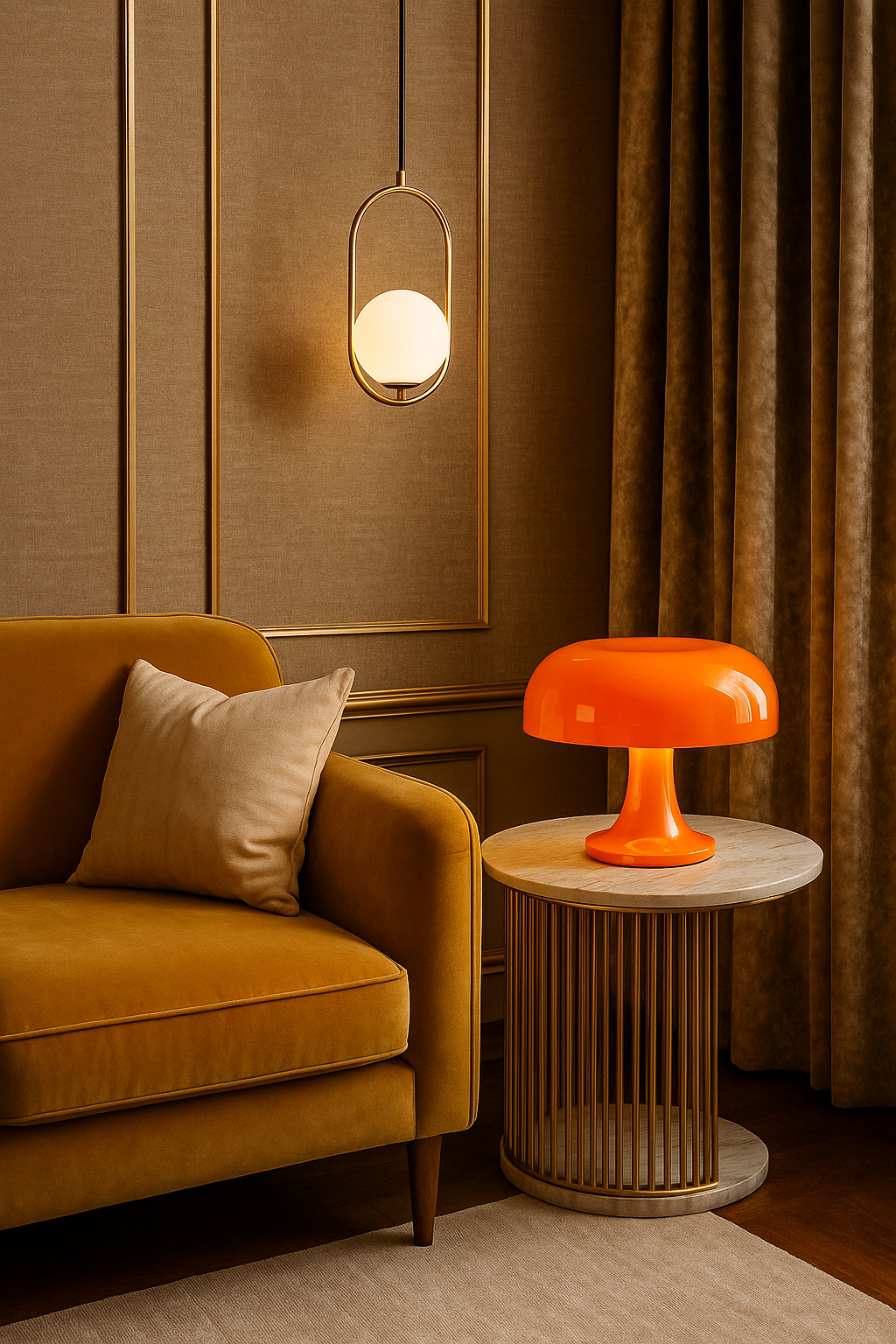 Lampe champignon “NORA” - design Bauhaus danois en acrylique ivoire