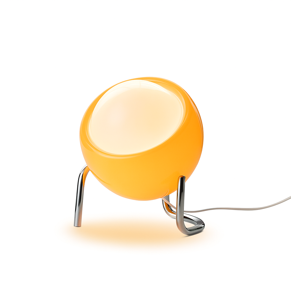 Lampe Bauhaus “VIGDIS” - verre beige & base acier inoxydable